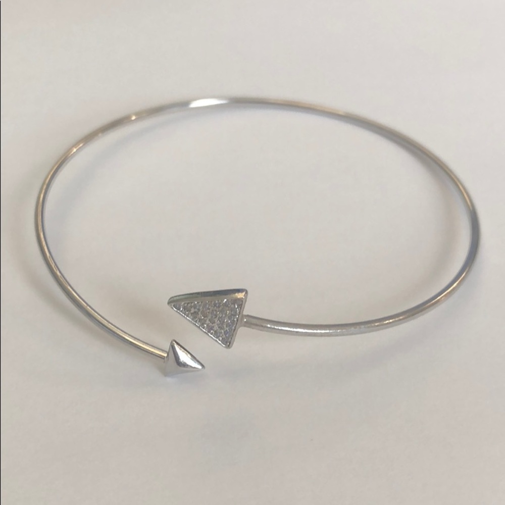 925 Silver Triangle Bracelet, CZ, Rhodium plated